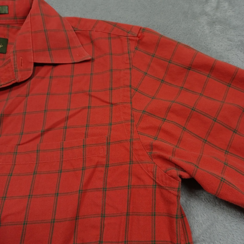 Orvis Shirt Mens Medium Orange Plaid Button Up Outdoor Casual Wool Blend - Picture 3 of 7